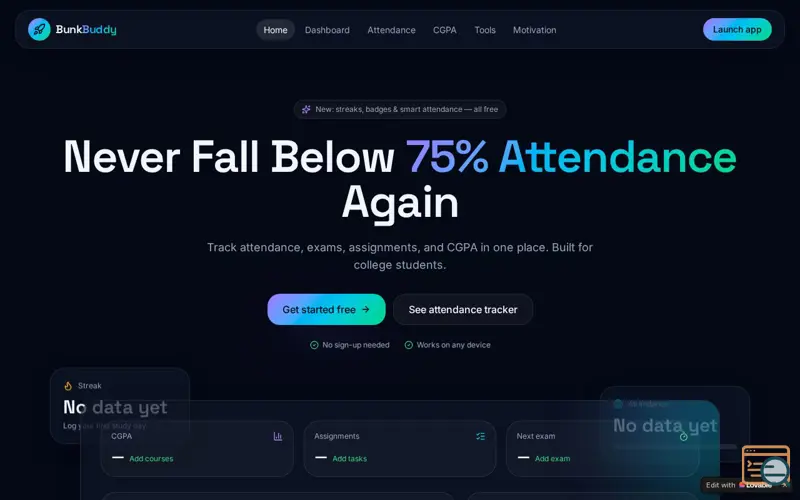 Screenshot of BunkBuddy 