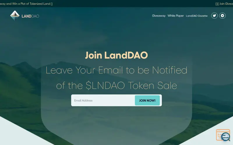 Screenshot of LandDAO