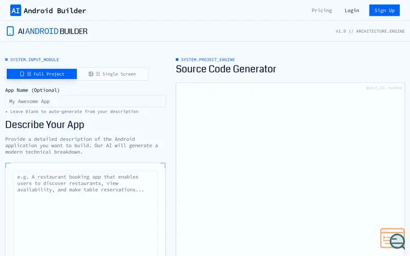Screenshot of ai android app builder