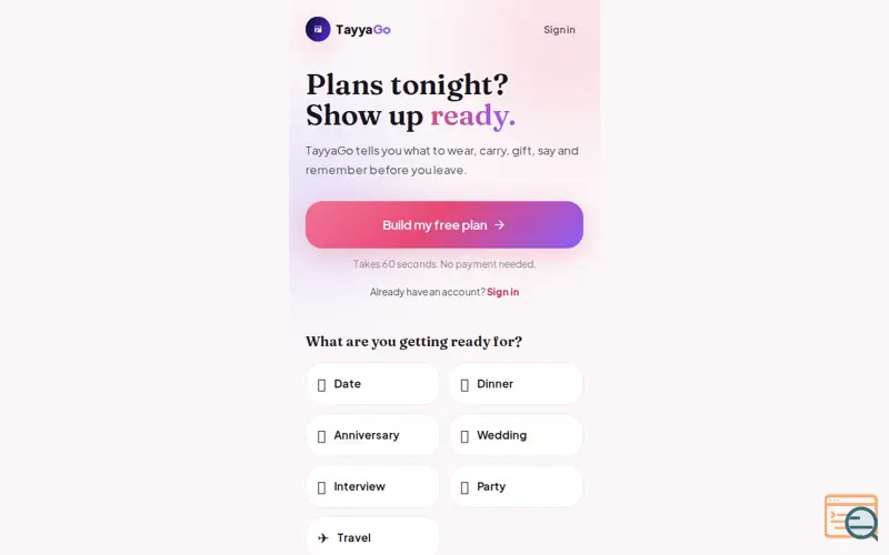 Screenshot of TayyaGo