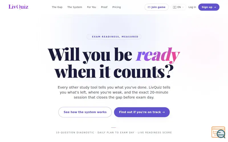 Screenshot of Livquiz