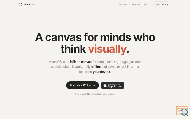 Screenshot of visualOS — The visual workspace that lives on your machine