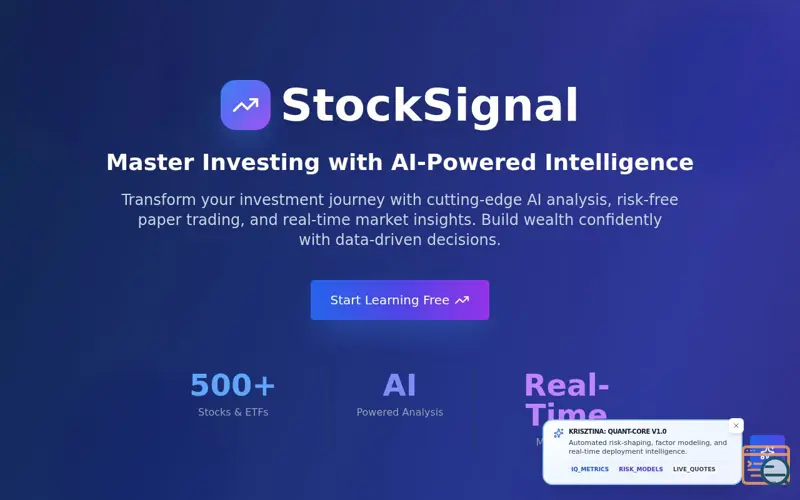 Screenshot of StockSignal.io