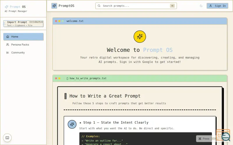 Screenshot of Prompt OS