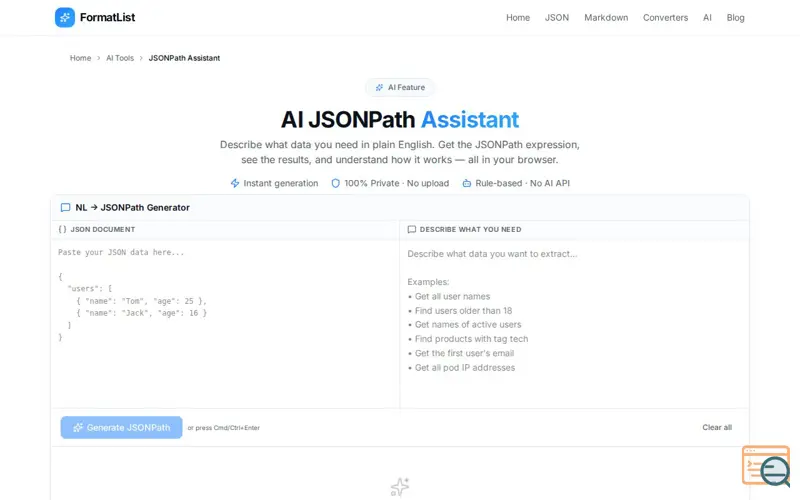 Screenshot of JSONPath Assistant