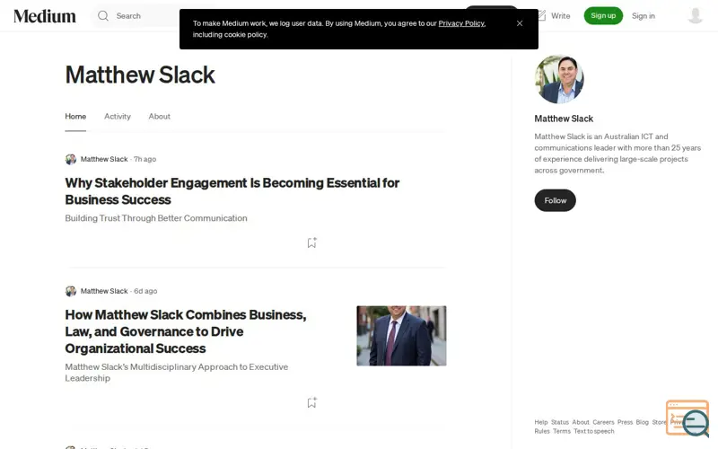 Screenshot of Matthew Slack Perth - Business Growth 