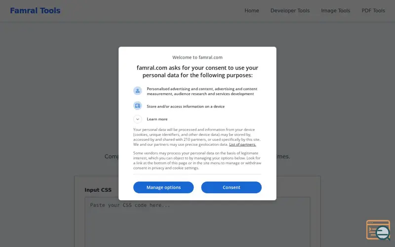 Screenshot of Free Online CSS Minifier