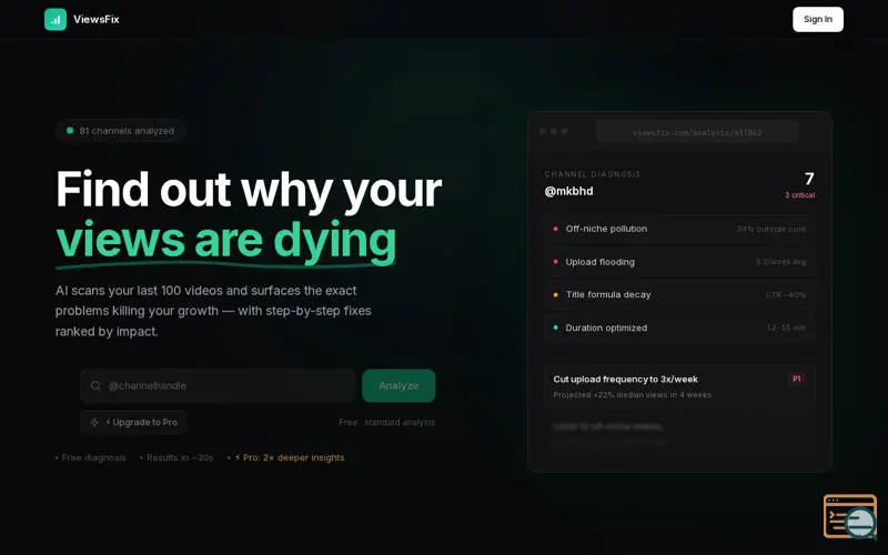 Screenshot of ViewsFix