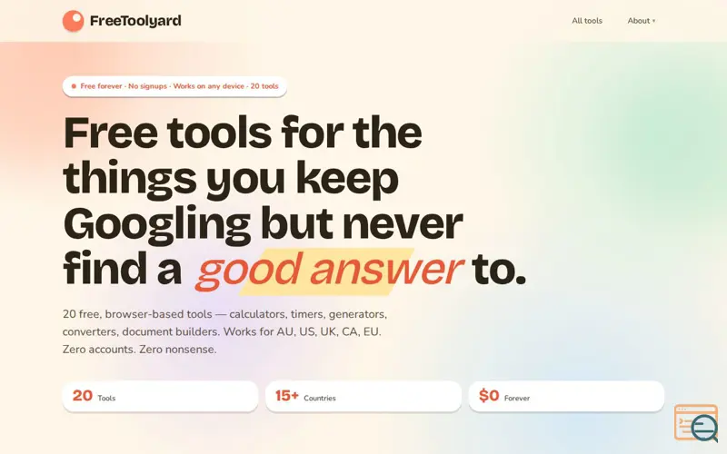 Screenshot of FreeToolyard