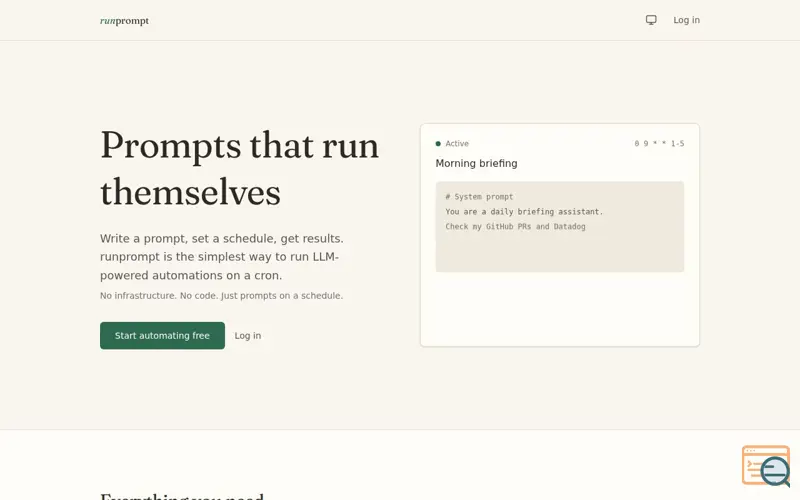 Screenshot of runprompt