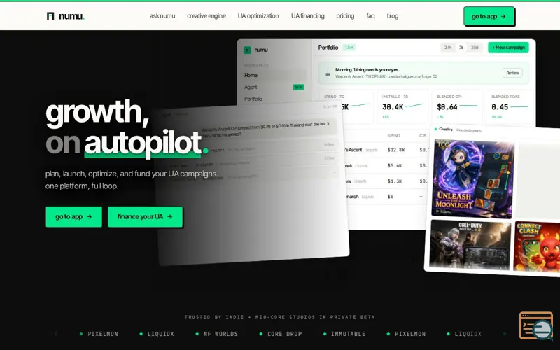 Screenshot of numu — UA, on autopilot