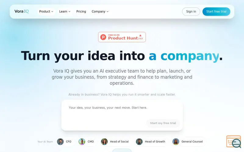 Screenshot of Vora IQ - StartupOS for Founders