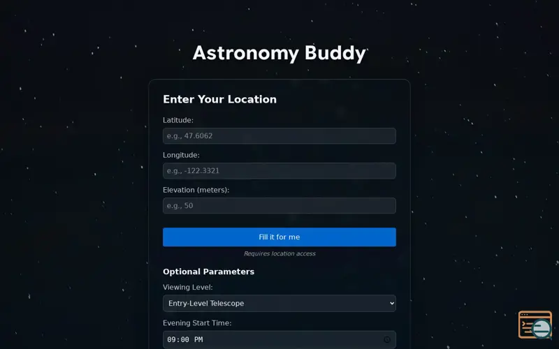 Screenshot of Astronomy-buddy