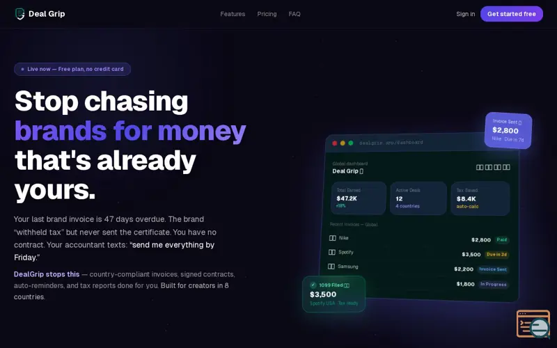 Screenshot of DealGrip