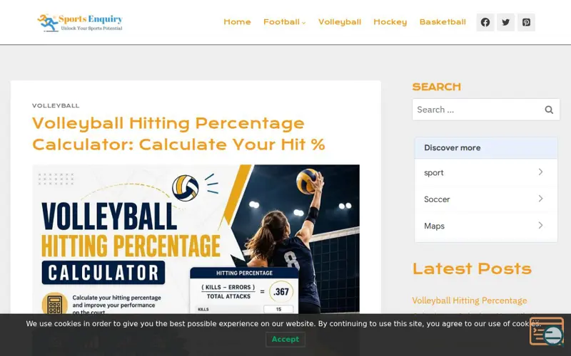 Screenshot of Volleyball Hitting Percentage calculator