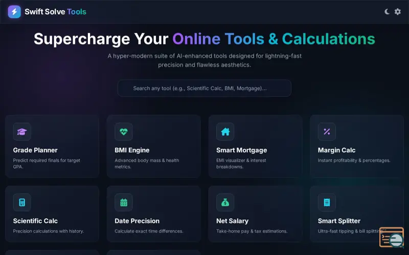 Screenshot of Swift Solve Tools | Free Online Utilities & Web Tools