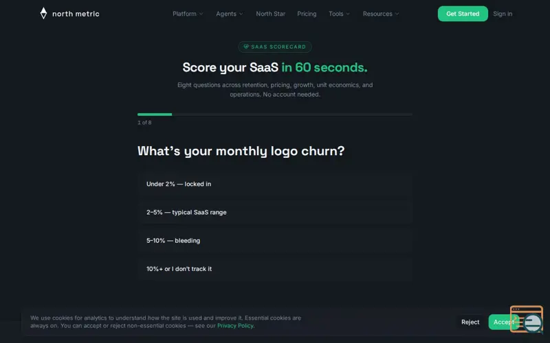 Screenshot of SaaS Scorecard by North Metric