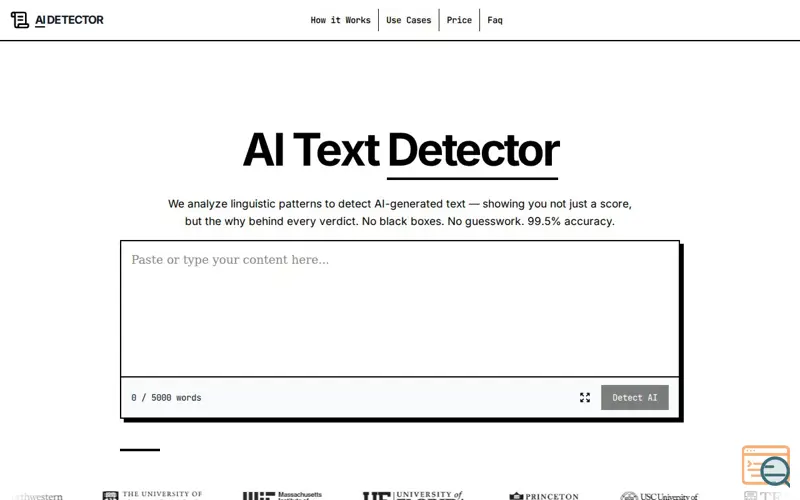Screenshot of AI DETECTOR