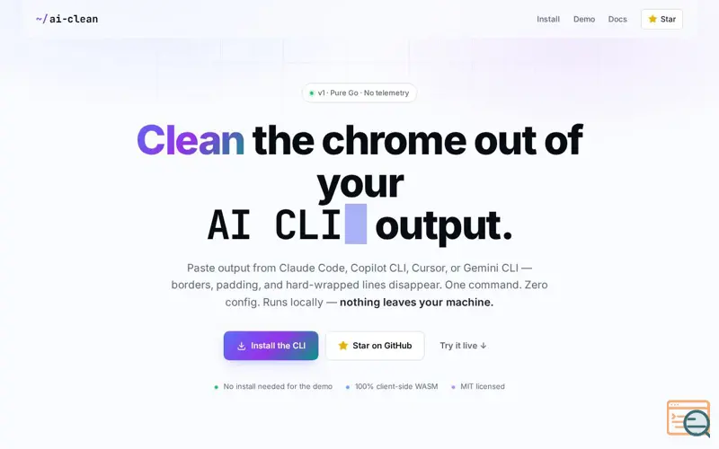 Screenshot of AI-clean
