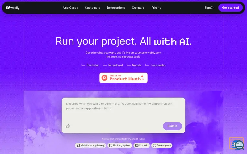 Screenshot of Weblly