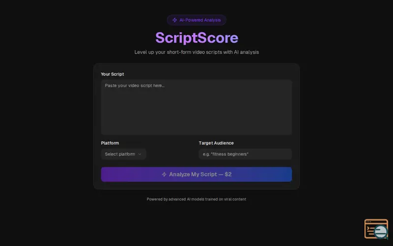 Screenshot of ScriptScore