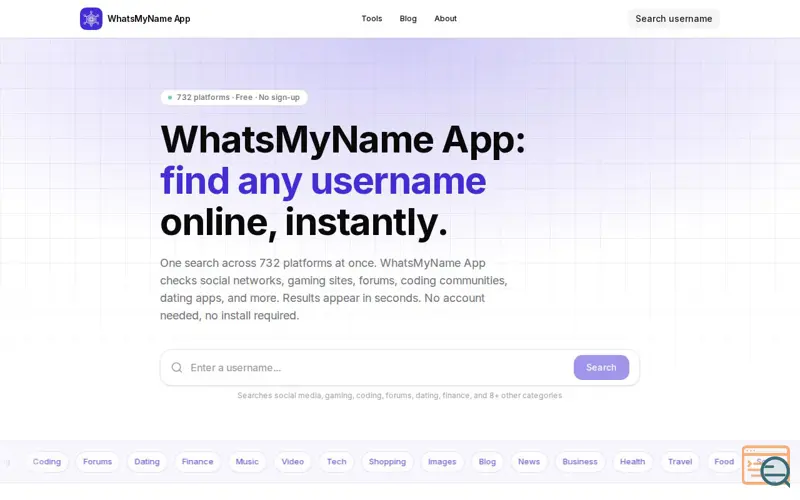 Screenshot of WhatsMyName App