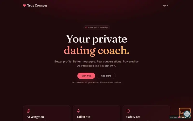Screenshot of TrueConnect