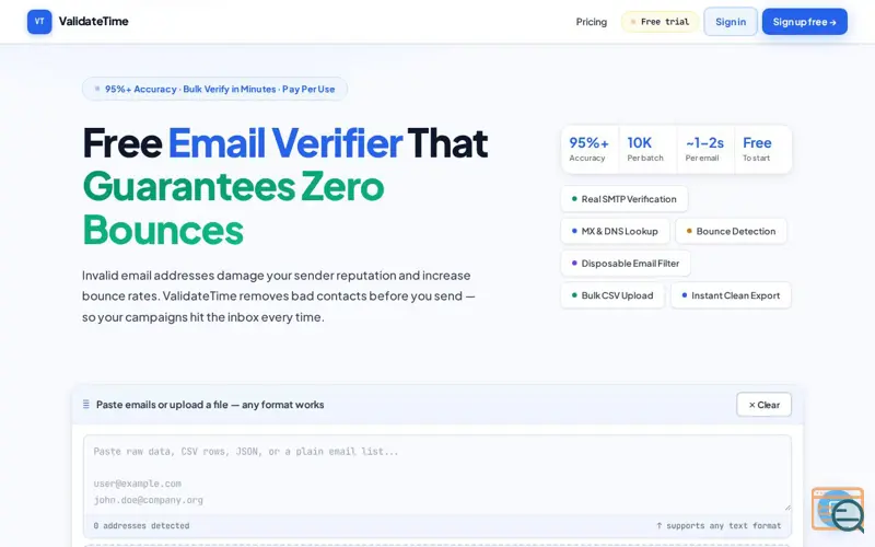 Screenshot of Free Bulk Email Verifier 