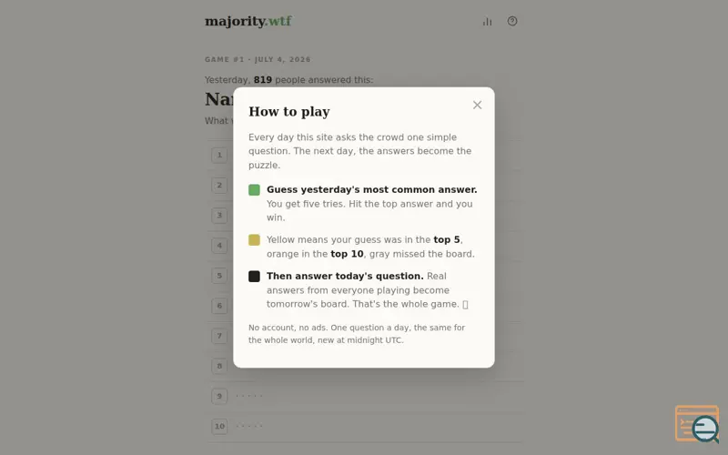 Screenshot of Majority