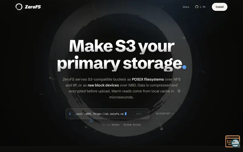 Screenshot of ZeroFS