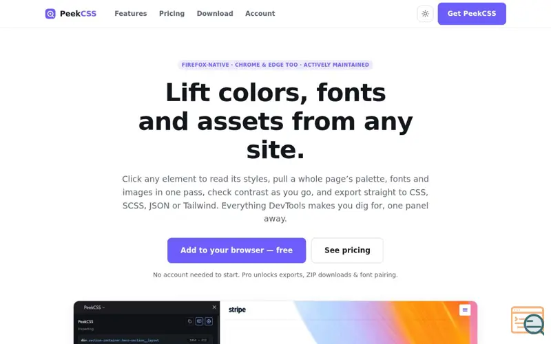 Screenshot of PeekCSS