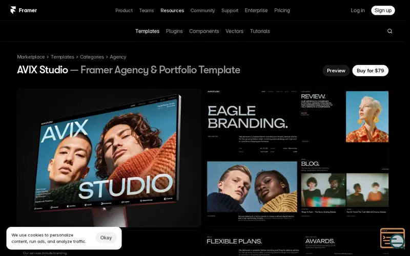 Screenshot of AVIX Studio Framer Website Template, a launch using AbuseIPDB