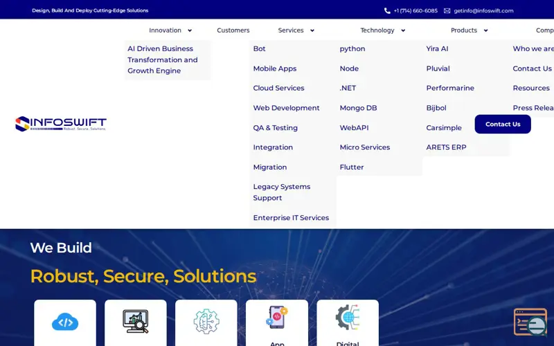 Screenshot of InfoSwift corp Solutions