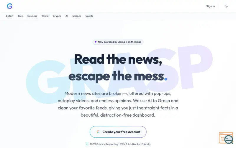Screenshot of Grasp News