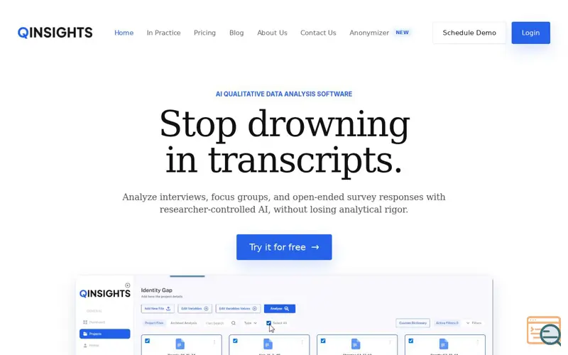 Screenshot of QInsights