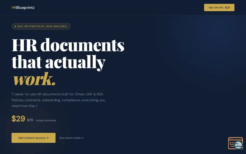 Screenshot of HRBlueprintz, GCC HR Starter Kit