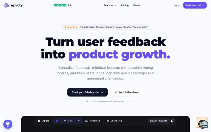 Screenshot of Upvoty