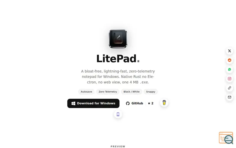 Screenshot of LitePad