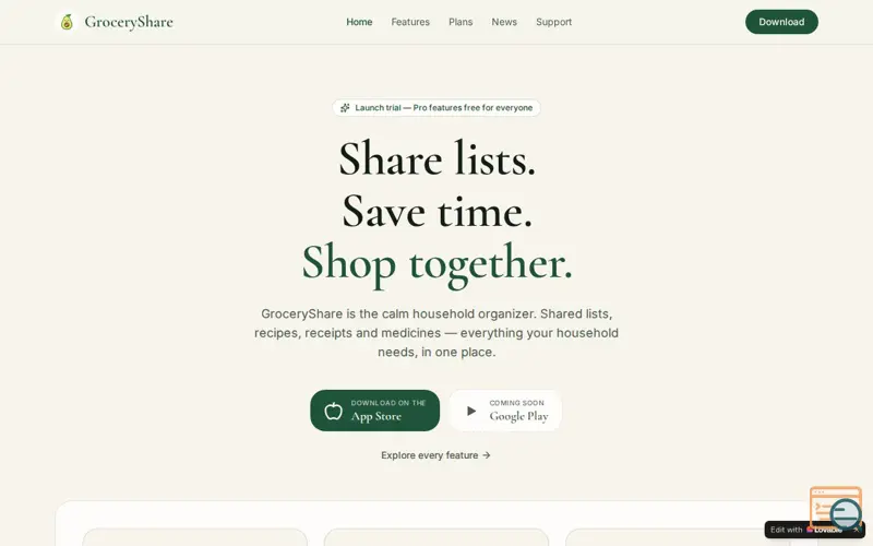 Screenshot of GroceryShare