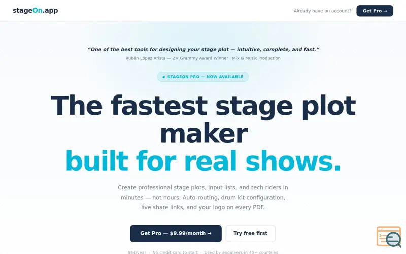 Screenshot of StageOn