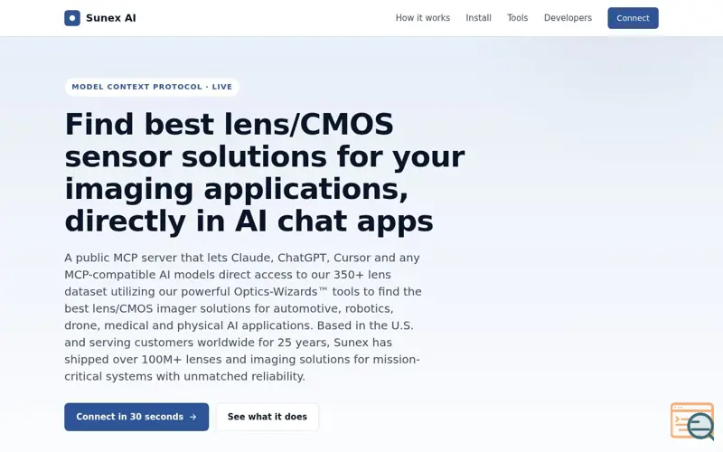 Screenshot of Sunex Optics