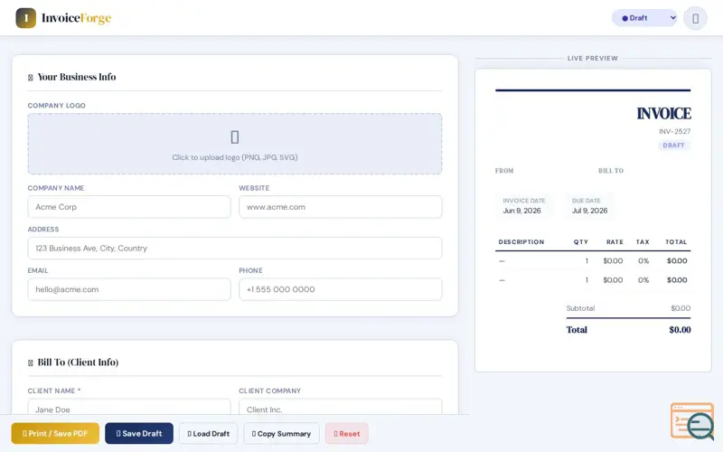 Screenshot of Soloinvoice