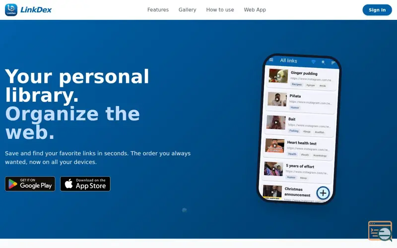 Screenshot of LinkDex