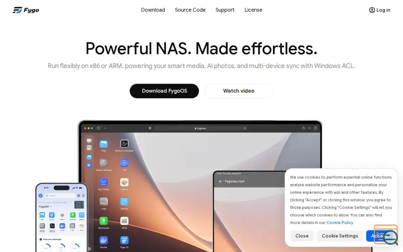 Screenshot of FygoOS, a launch using Tencent Cloud