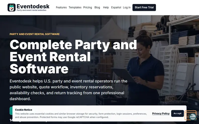 Screenshot of Eventodesk, a launch using InMotion Hosting DNS