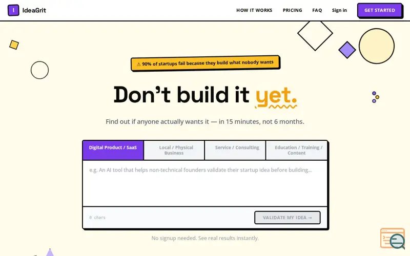 Screenshot of IdeaGrit