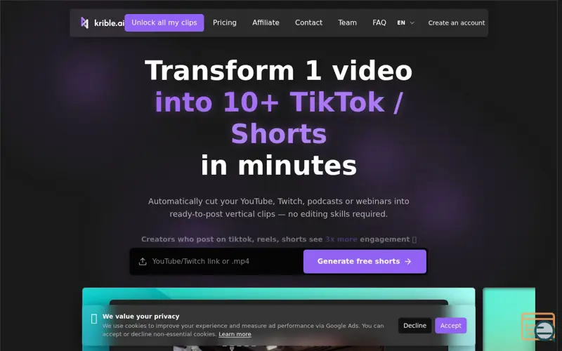 Screenshot of Krible.ai