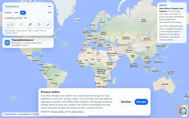 Screenshot of Populationcircle