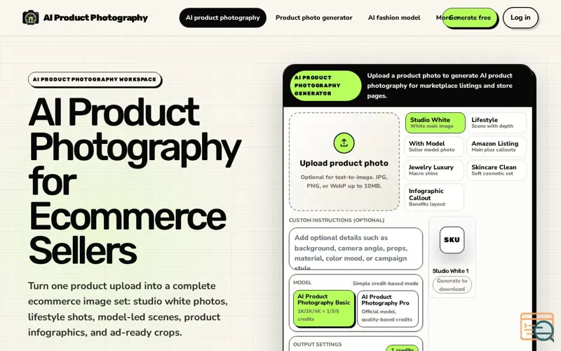 Screenshot of Aiproductphotography