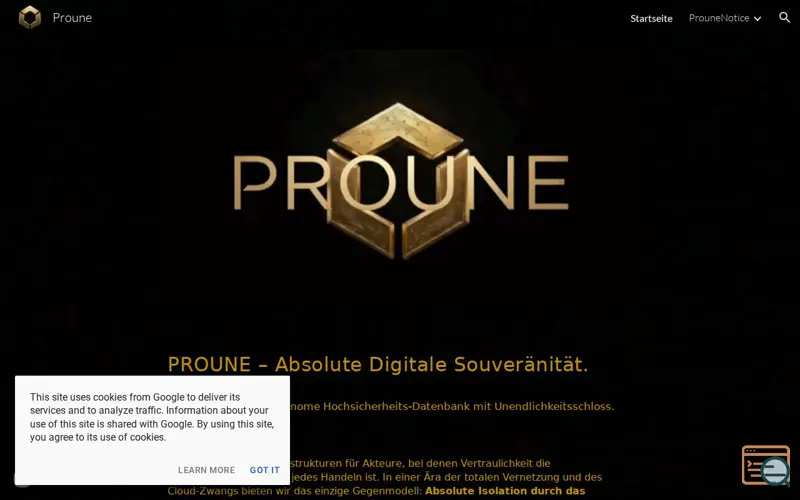 Screenshot of ProuneNotice